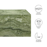 Yael Square Plinth Indoor - Outdoor Patio Concrete Coffee Table in Green Marble