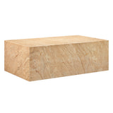 Yael Square Plinth Indoor - Outdoor Patio Concrete Coffee Table in Travertine