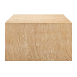 Yael Square Plinth Indoor - Outdoor Patio Concrete Coffee Table in Travertine