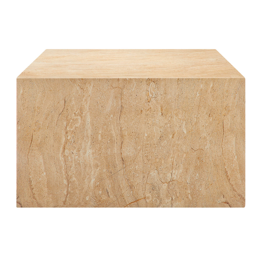 Yael Square Plinth Indoor - Outdoor Patio Concrete Coffee Table in Travertine