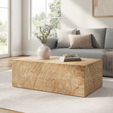 Yael Square Plinth Indoor - Outdoor Patio Concrete Coffee Table in Travertine