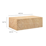 Yael Square Plinth Indoor - Outdoor Patio Concrete Coffee Table in Travertine