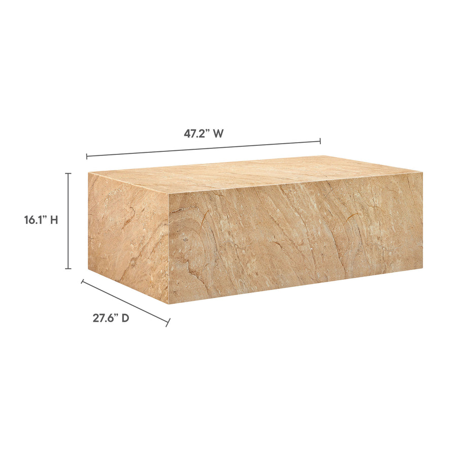 Yael Square Plinth Indoor - Outdoor Patio Concrete Coffee Table in Travertine