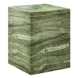 Yael Square Plinth Indoor - Outdoor Patio Concrete Side Table in Green Marble