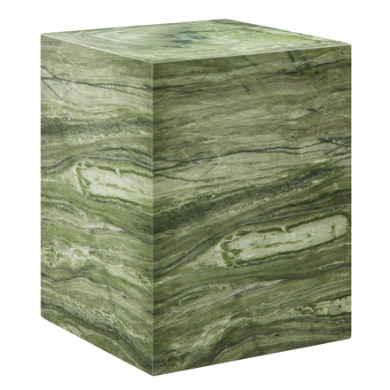 Jordana Square Plinth Indoor - Outdoor Patio Concrete Side Table in Green Marble