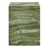 Yael Square Plinth Indoor - Outdoor Patio Concrete Side Table in Green Marble