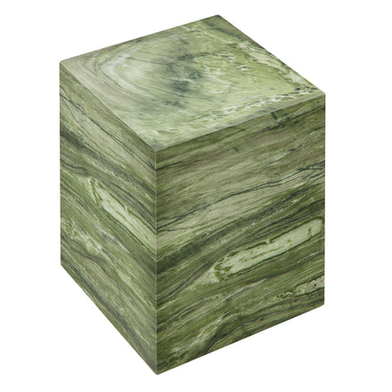 Jordana Square Plinth Indoor - Outdoor Patio Concrete Side Table in Green Marble