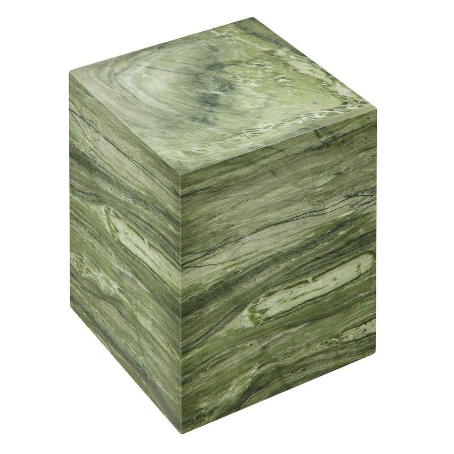Yael Square Plinth Indoor - Outdoor Patio Concrete Side Table in Green Marble