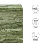 Yael Square Plinth Indoor - Outdoor Patio Concrete Side Table in Green Marble