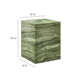 Yael Square Plinth Indoor - Outdoor Patio Concrete Side Table in Green Marble