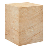 Yael Square Plinth Indoor - Outdoor Patio Concrete Side Table in Travertine