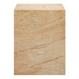 Yael Square Plinth Indoor - Outdoor Patio Concrete Side Table in Travertine