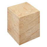 Yael Square Plinth Indoor - Outdoor Patio Concrete Side Table in Travertine