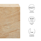 Yael Square Plinth Indoor - Outdoor Patio Concrete Side Table in Travertine