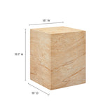 Yael Square Plinth Indoor - Outdoor Patio Concrete Side Table in Travertine