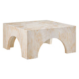 Esme Indoor - Outdoor Patio Arched Concrete Coffee Table in Honey Onyx