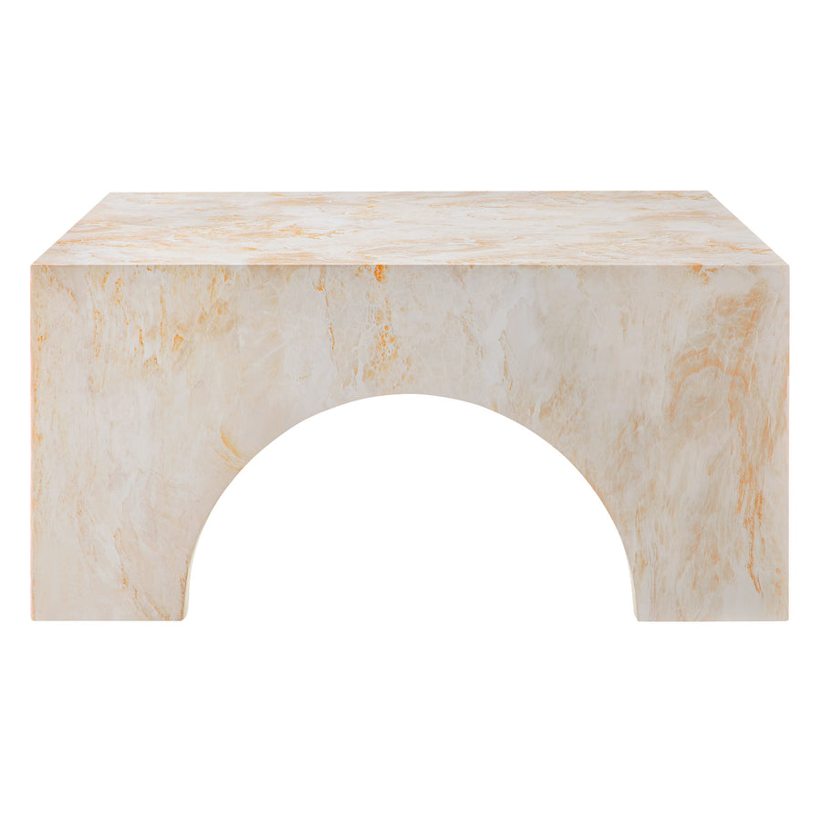 Esme Indoor - Outdoor Patio Arched Concrete Coffee Table in Honey Onyx