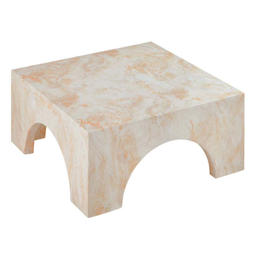 Esme Indoor - Outdoor Patio Arched Concrete Coffee Table in Honey Onyx
