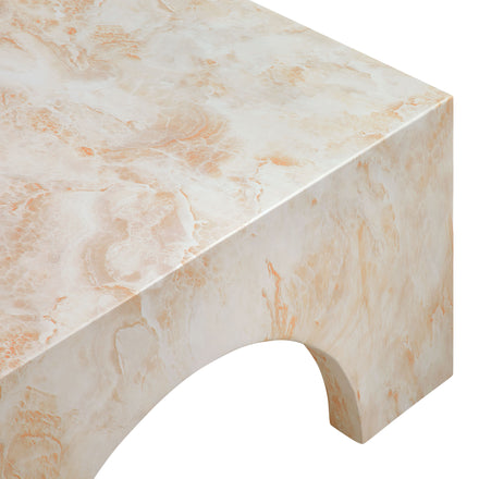 Valen Indoor - Outdoor Patio Arched Concrete Coffee Table in Honey Onyx