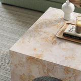 Esme Indoor - Outdoor Patio Arched Concrete Coffee Table in Honey Onyx
