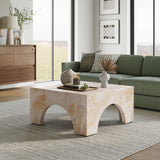 Esme Indoor - Outdoor Patio Arched Concrete Coffee Table in Honey Onyx