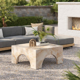 Esme Indoor - Outdoor Patio Arched Concrete Coffee Table in Honey Onyx