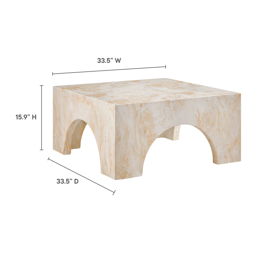 Esme Indoor - Outdoor Patio Arched Concrete Coffee Table in Honey Onyx