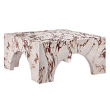 Esme Indoor - Outdoor Patio Arched Concrete Coffee Table in Red Marble