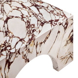Esme Indoor - Outdoor Patio Arched Concrete Coffee Table in Red Marble
