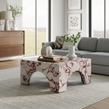 Esme Indoor - Outdoor Patio Arched Concrete Coffee Table in Red Marble