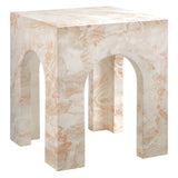 Esme Square Indoor - Outdoor Patio Arched Concrete Side Table in Honey Onyx