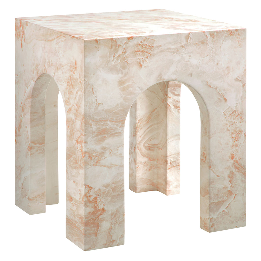 Esme Square Indoor - Outdoor Patio Arched Concrete Side Table in Honey Onyx