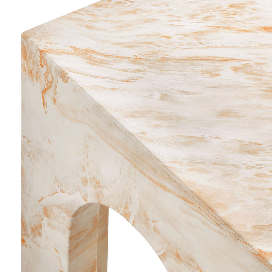 Esme Square Indoor - Outdoor Patio Arched Concrete Side Table in Honey Onyx