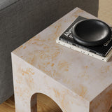 Esme Square Indoor - Outdoor Patio Arched Concrete Side Table in Honey Onyx