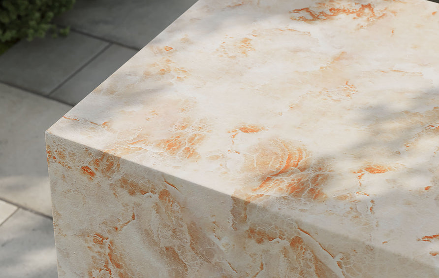 Esme Square Indoor - Outdoor Patio Arched Concrete Side Table in Honey Onyx