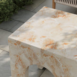 Esme Square Indoor - Outdoor Patio Arched Concrete Side Table in Honey Onyx