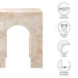 Esme Square Indoor - Outdoor Patio Arched Concrete Side Table in Honey Onyx