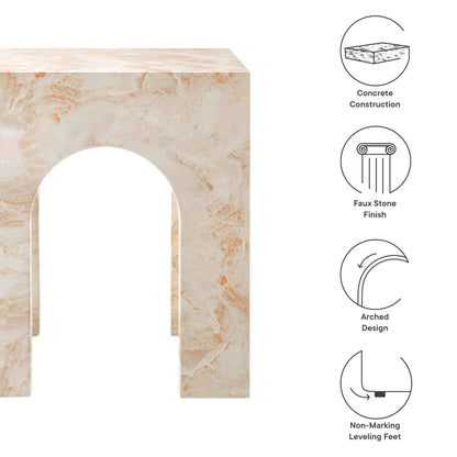 Valen Square Indoor - Outdoor Patio Arched Concrete Side Table by Furniture For America