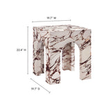 Esme Square Indoor - Outdoor Patio Arched Concrete Side Table in Red Marble