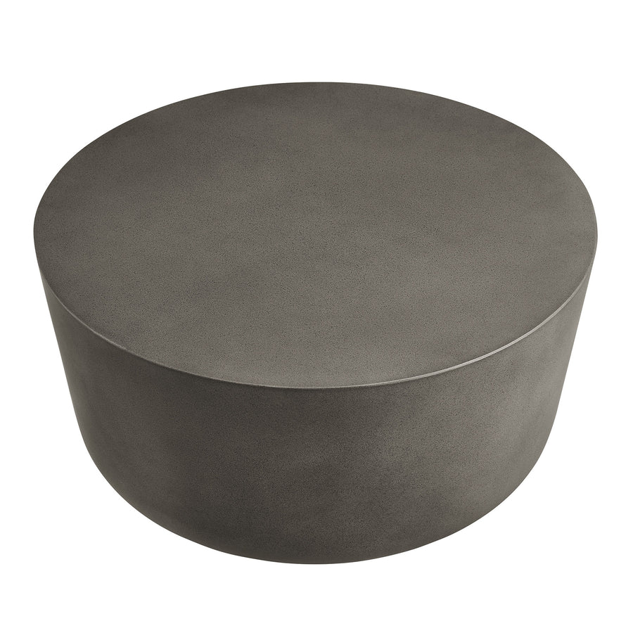 Portico Round Indoor - Outdoor Patio Concrete Coffee Table in Gray