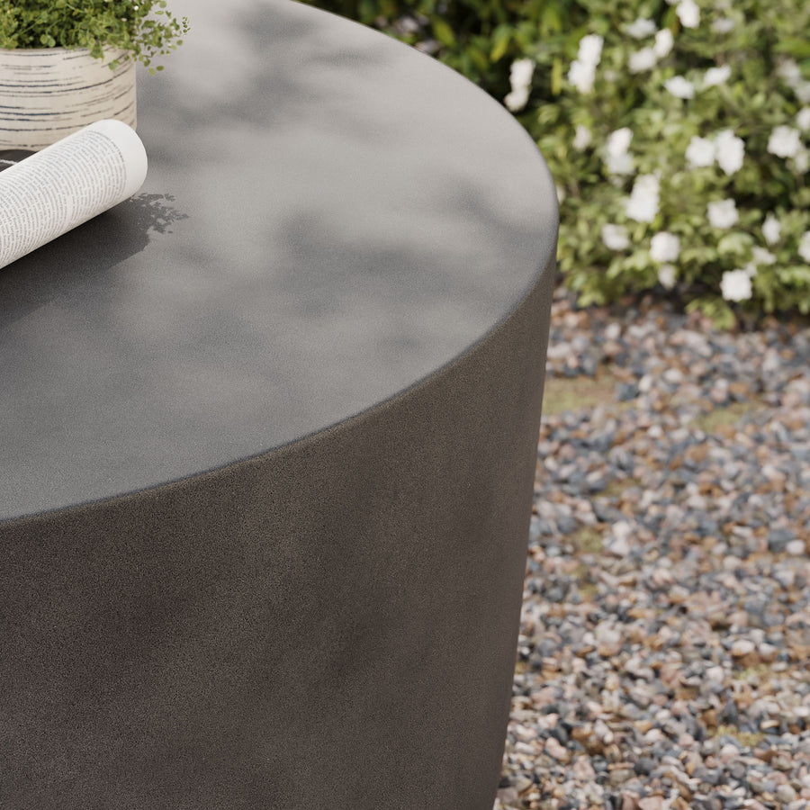 Portico Round Indoor - Outdoor Patio Concrete Coffee Table in Gray