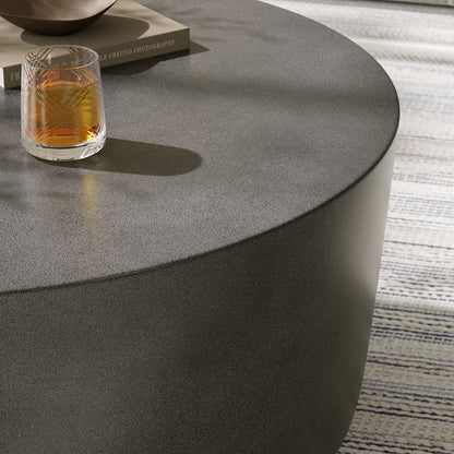 Brion Round Indoor - Outdoor Patio Concrete Coffee Table by Furniture For America
