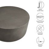 Portico Round Indoor - Outdoor Patio Concrete Coffee Table in Gray