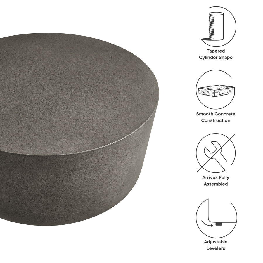 Portico Round Indoor - Outdoor Patio Concrete Coffee Table in Gray