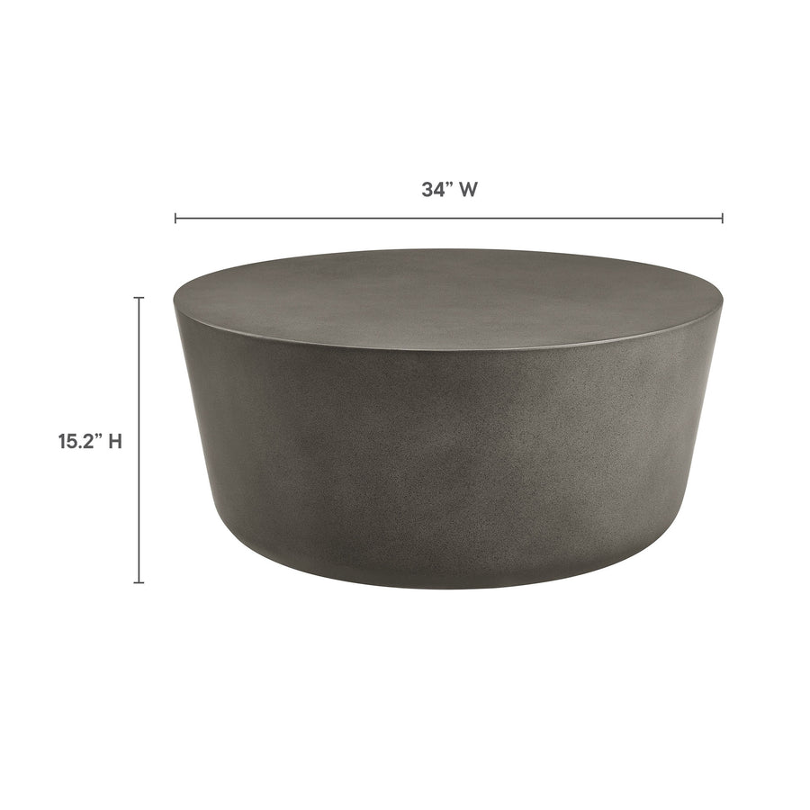 Portico Round Indoor - Outdoor Patio Concrete Coffee Table in Gray