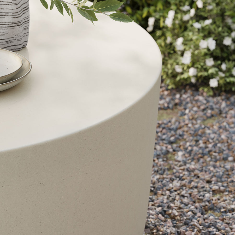 Portico Round Indoor - Outdoor Patio Concrete Coffee Table in White