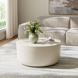 Portico Round Indoor - Outdoor Patio Concrete Coffee Table in White