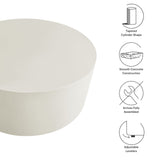 Portico Round Indoor - Outdoor Patio Concrete Coffee Table in White