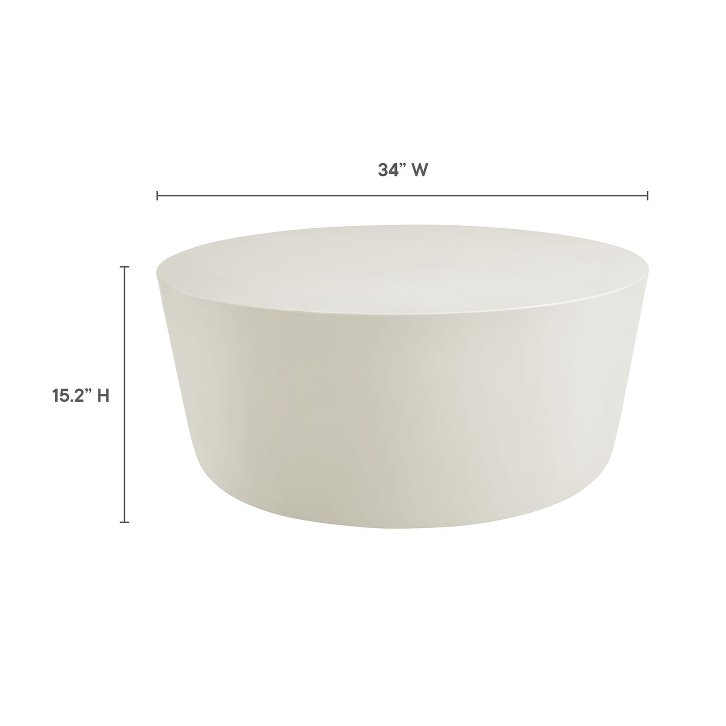 Portico Round Indoor - Outdoor Patio Concrete Coffee Table in White