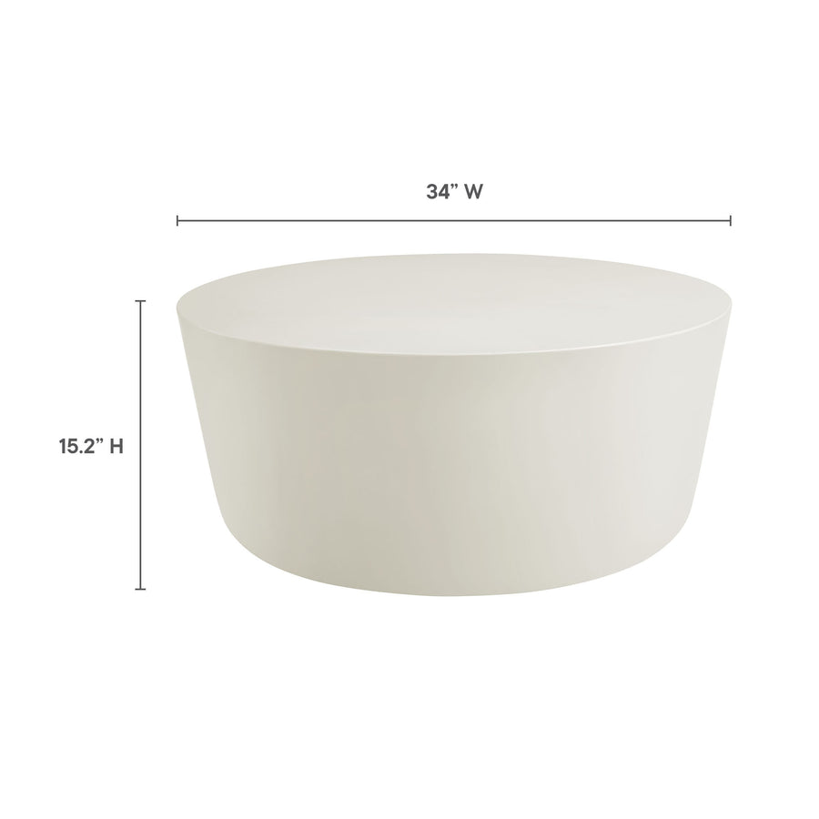 Portico Round Indoor - Outdoor Patio Concrete Coffee Table in White